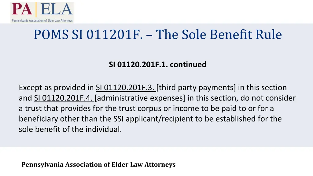 poms si 011201f the sole benefit rule 2