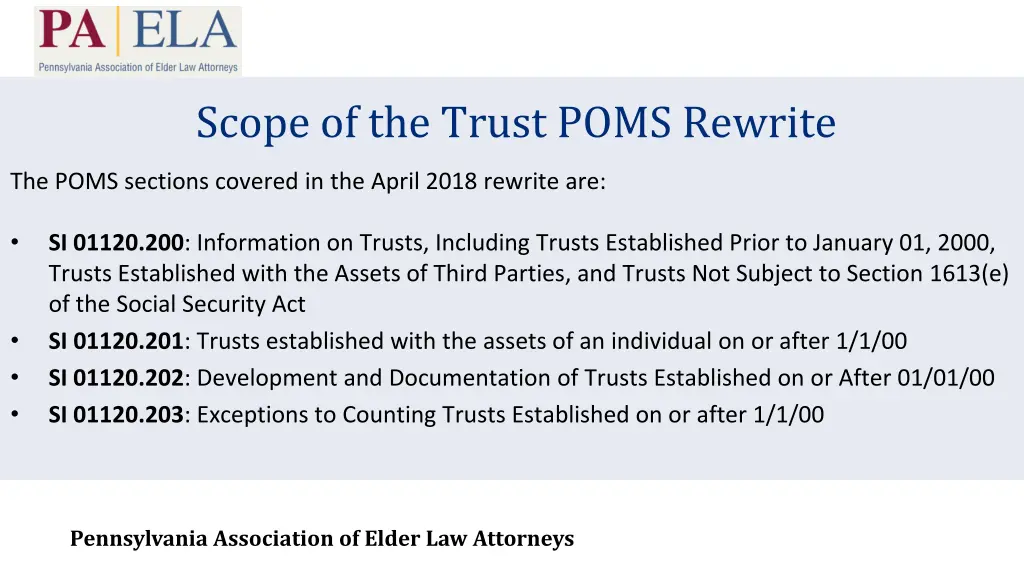 scope of the trust poms rewrite