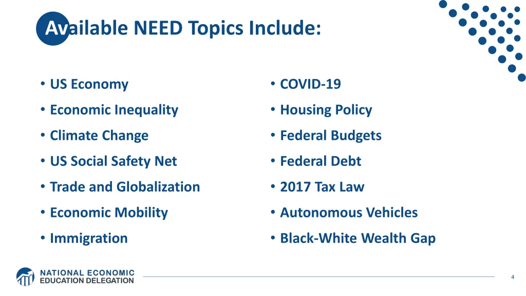 available need topics include
