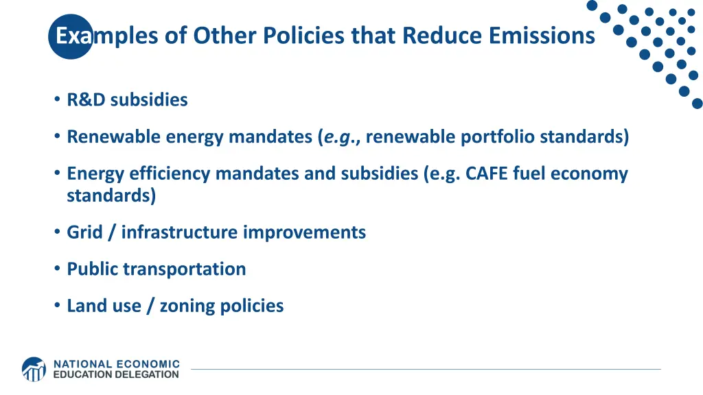examples of other policies that reduce emissions