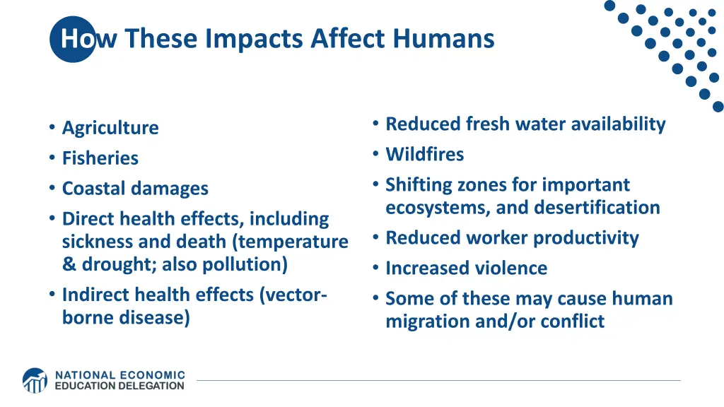 how these impacts affect humans