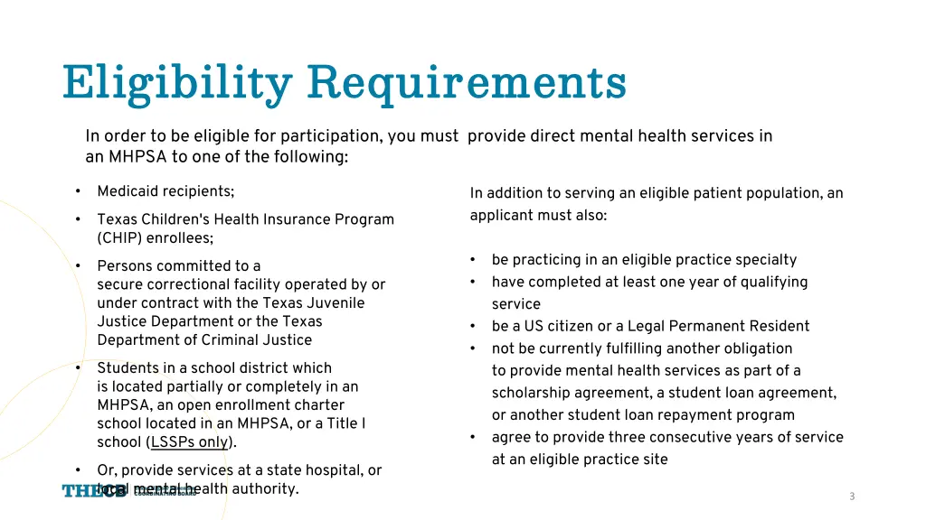 eligibility requirements
