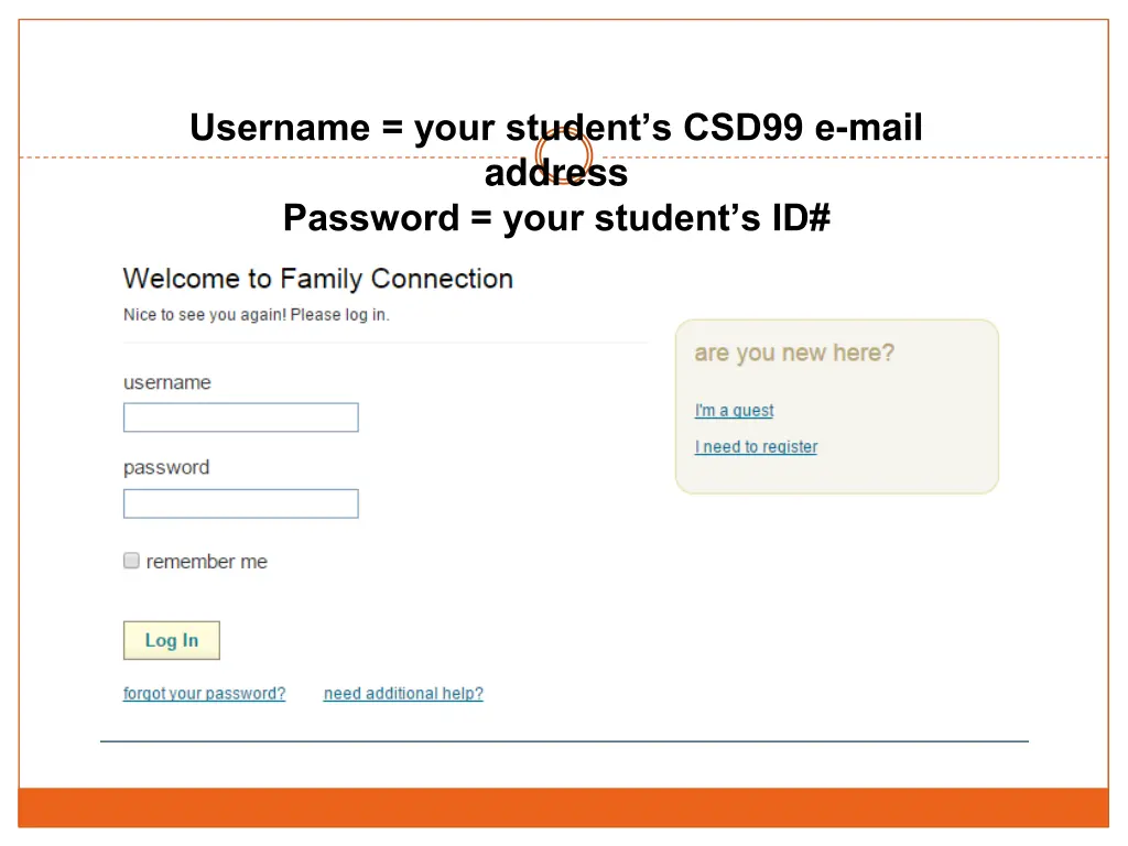 username your student s csd99 e mail address