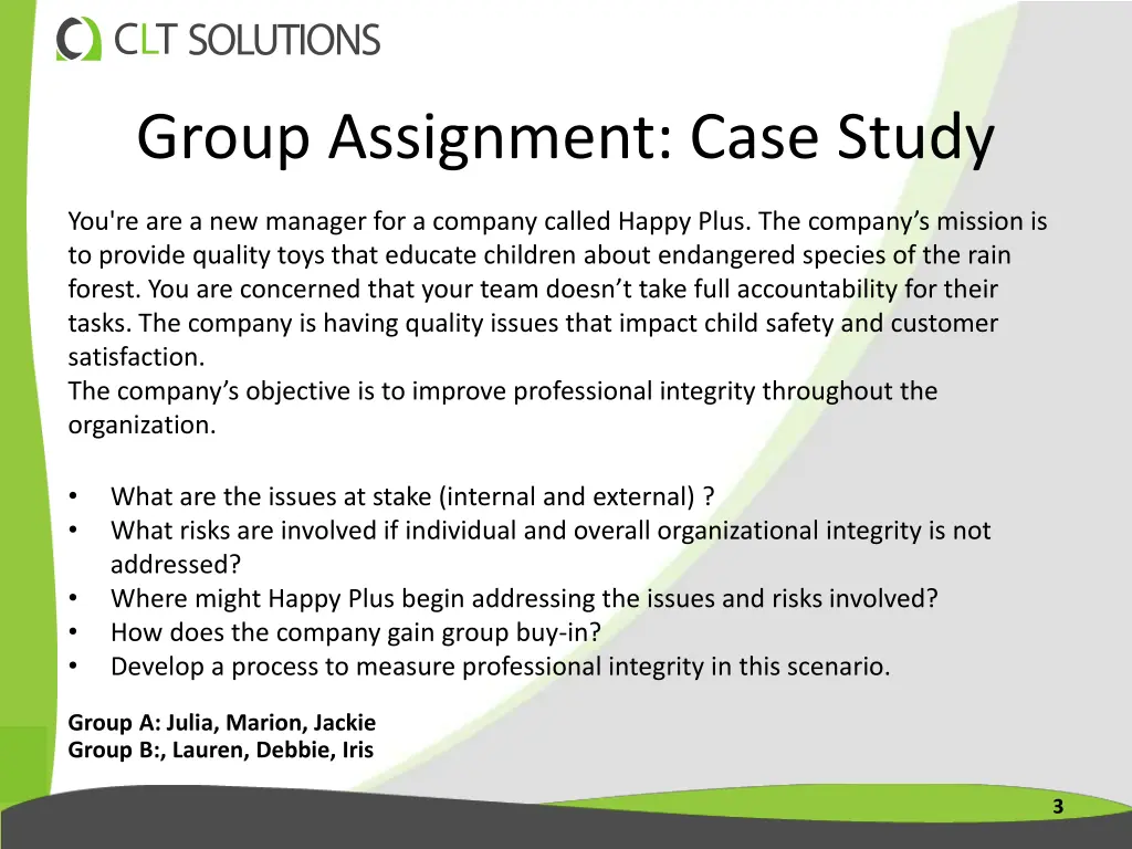 group assignment case study