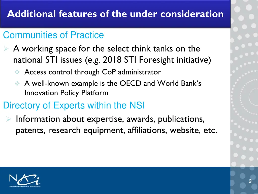 additional features of the under consideration