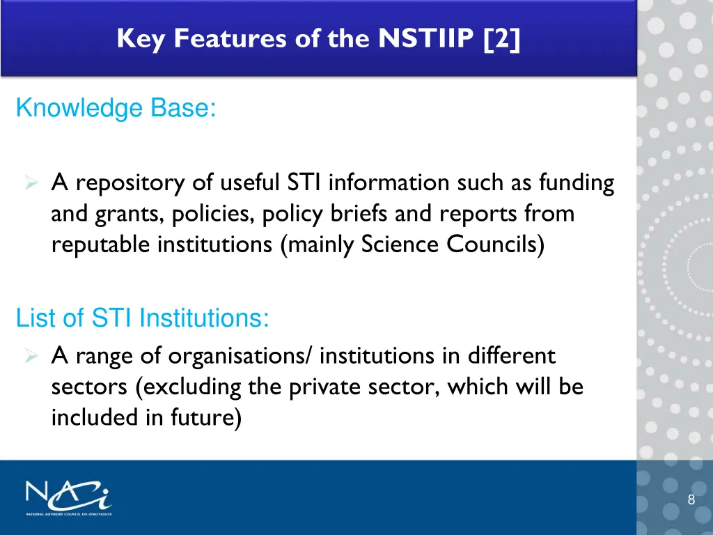 key features of the nstiip 2