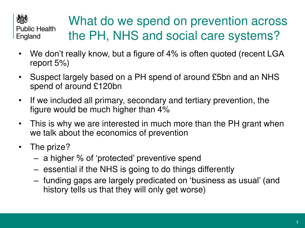 what do we spend on prevention across