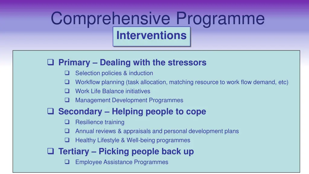 comprehensive programme interventions