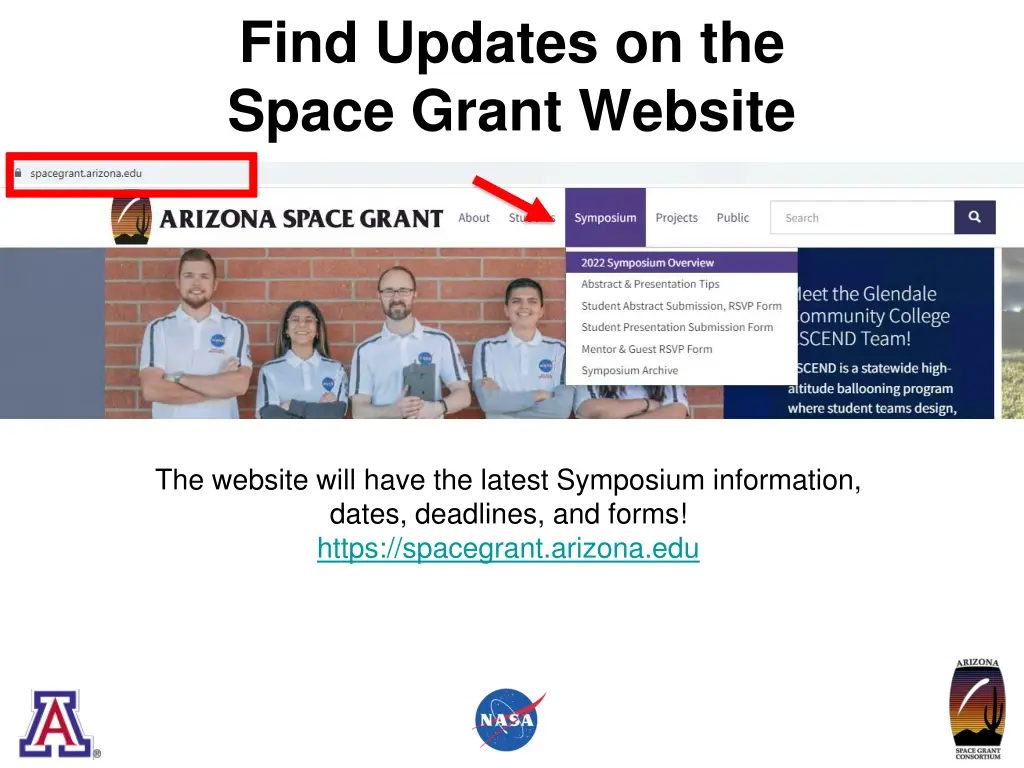 find updates on the space grant website