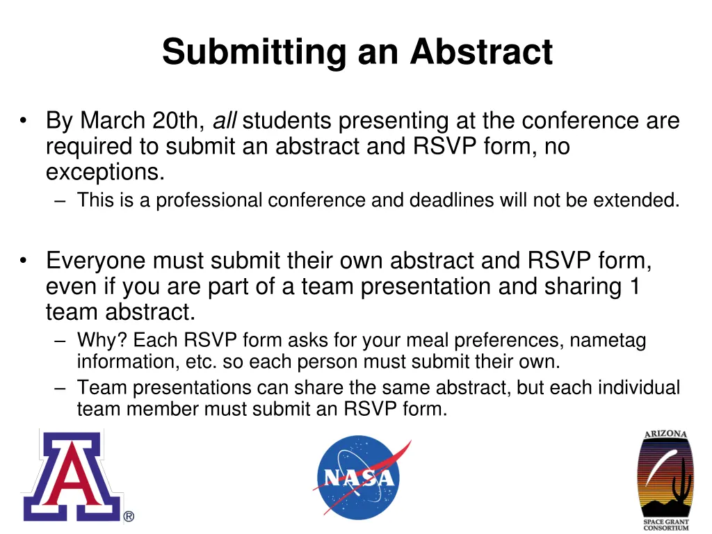 submitting an abstract