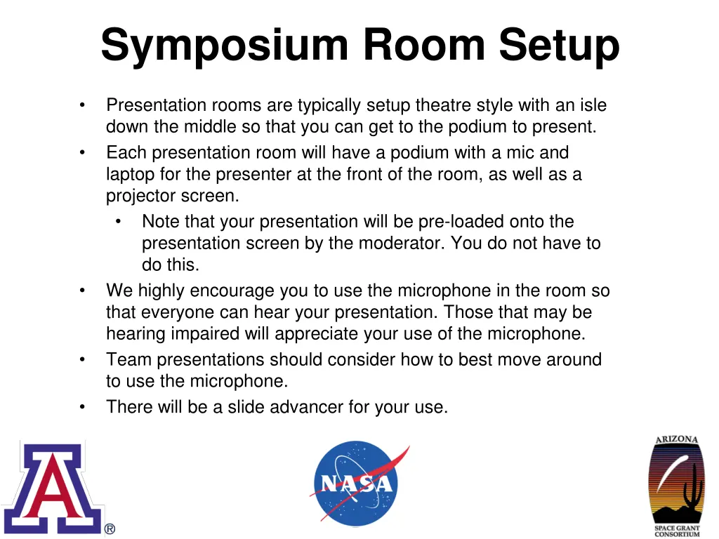 symposium room setup
