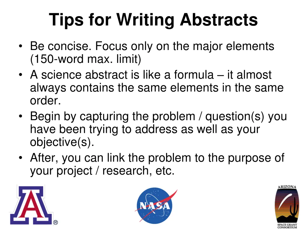 tips for writing abstracts