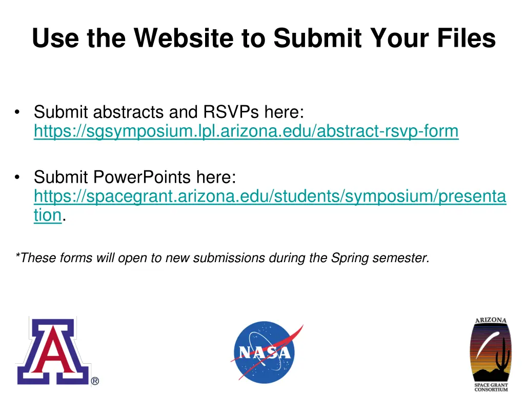 use the website to submit your files