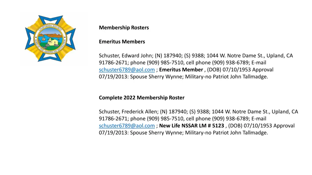 membership rosters 1