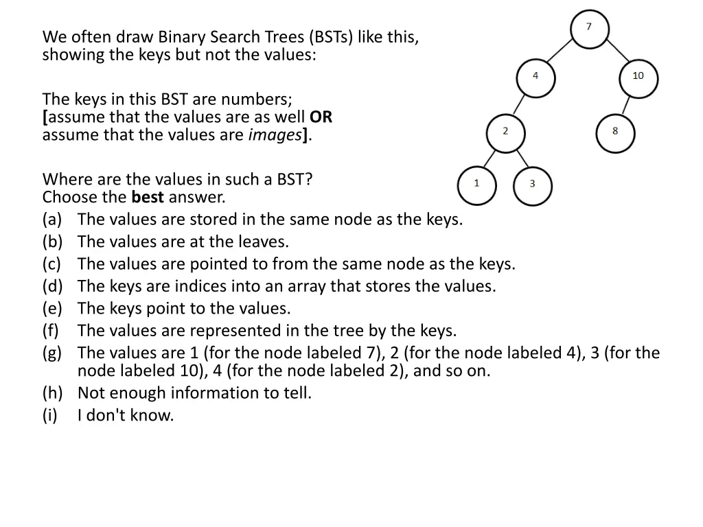 we often draw binary search trees bsts like this