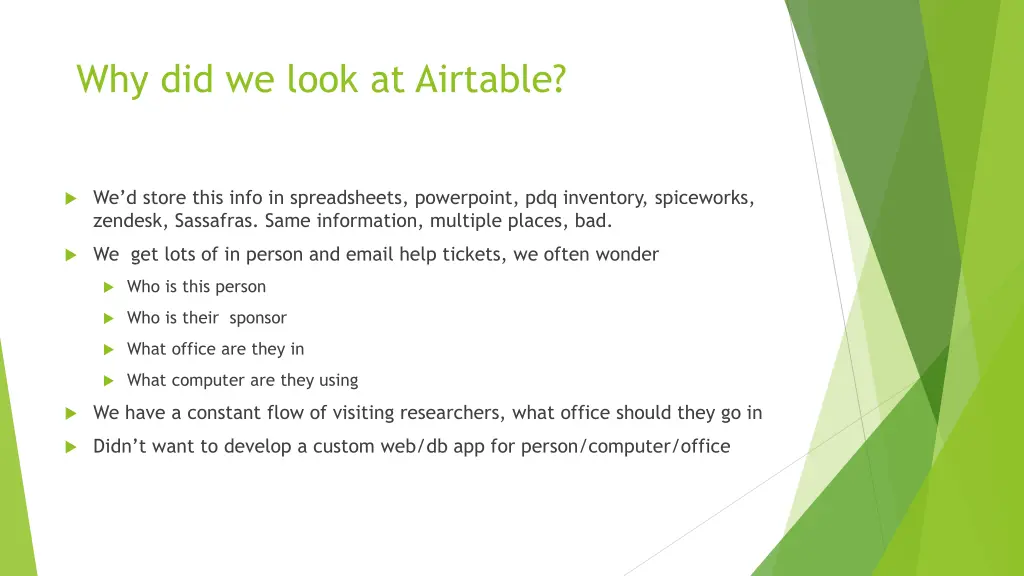 why did we look at airtable
