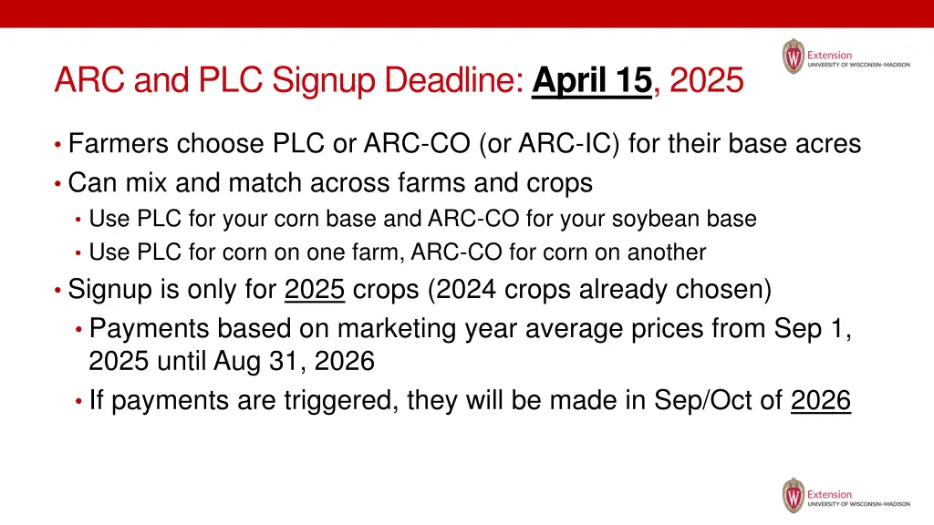 arc and plc signup deadline april 15 2025
