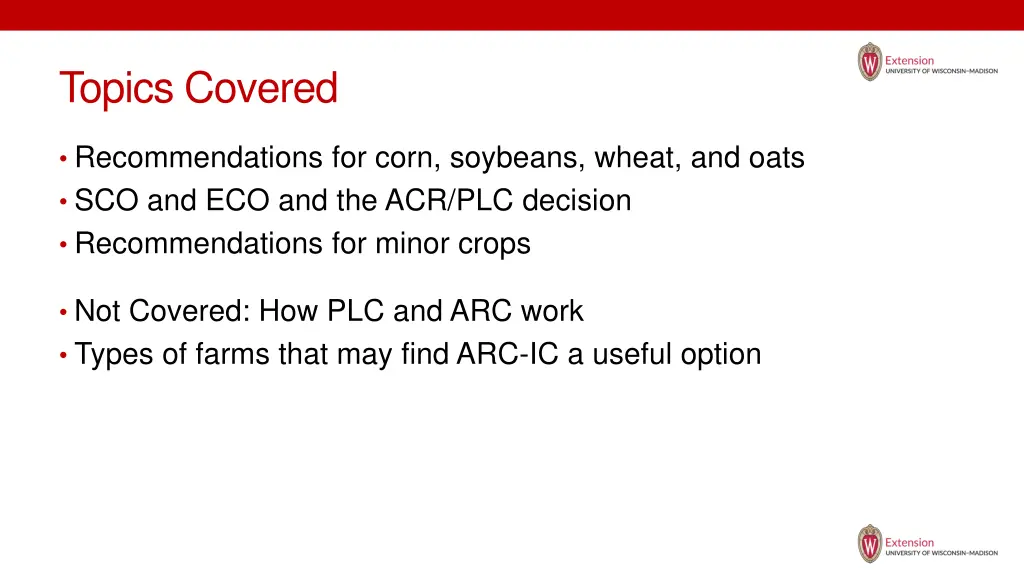 topics covered
