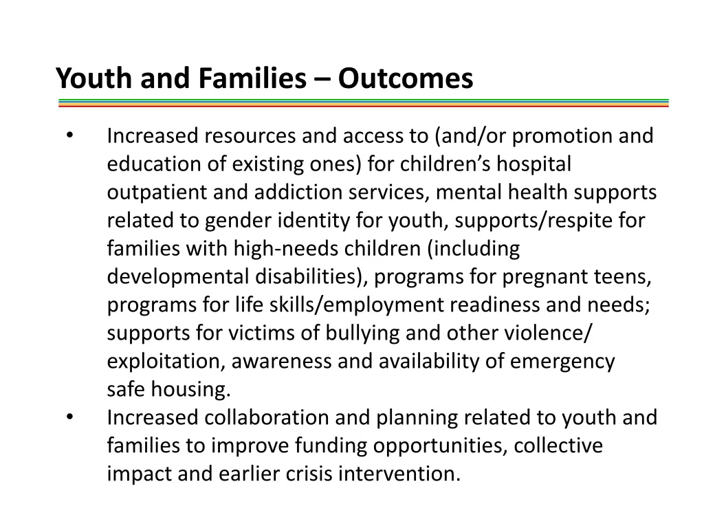 youth and families outcomes