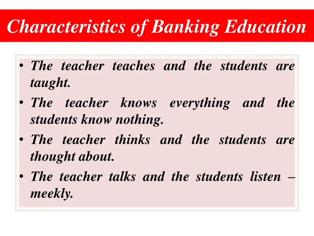 characteristics of banking education