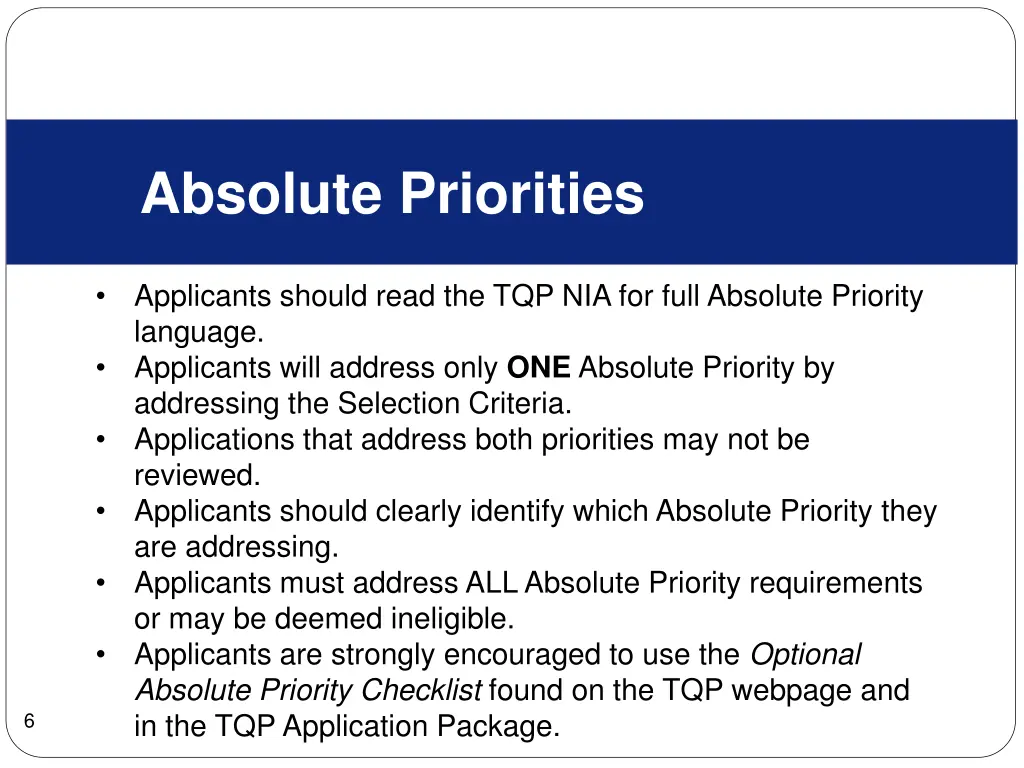 absolute priorities