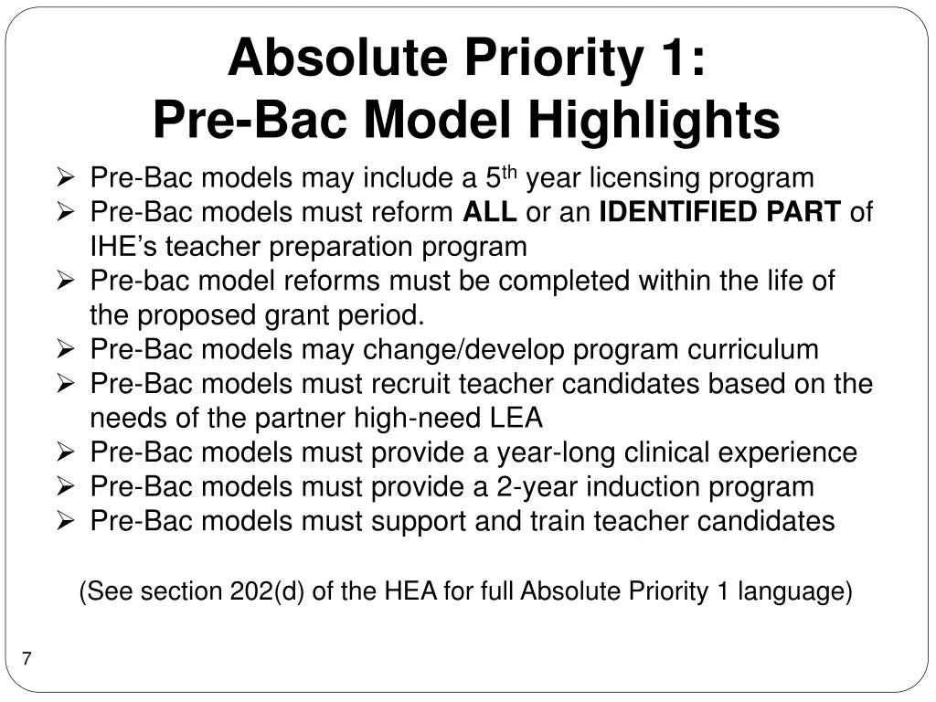 absolute priority 1 pre bac model highlights