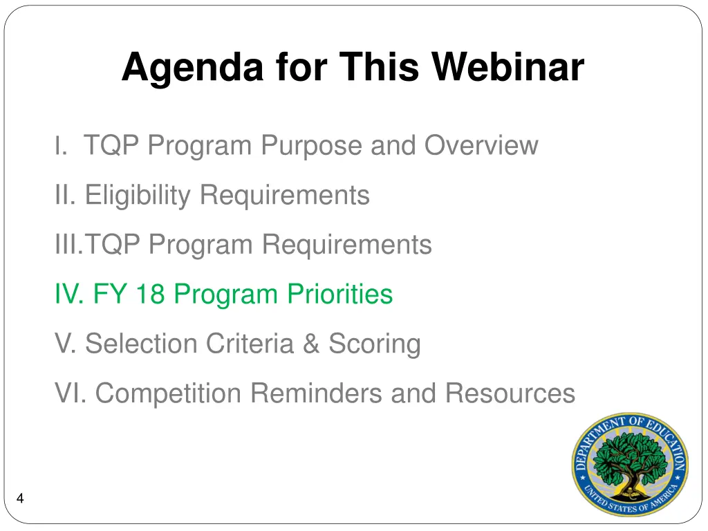 agenda for this webinar