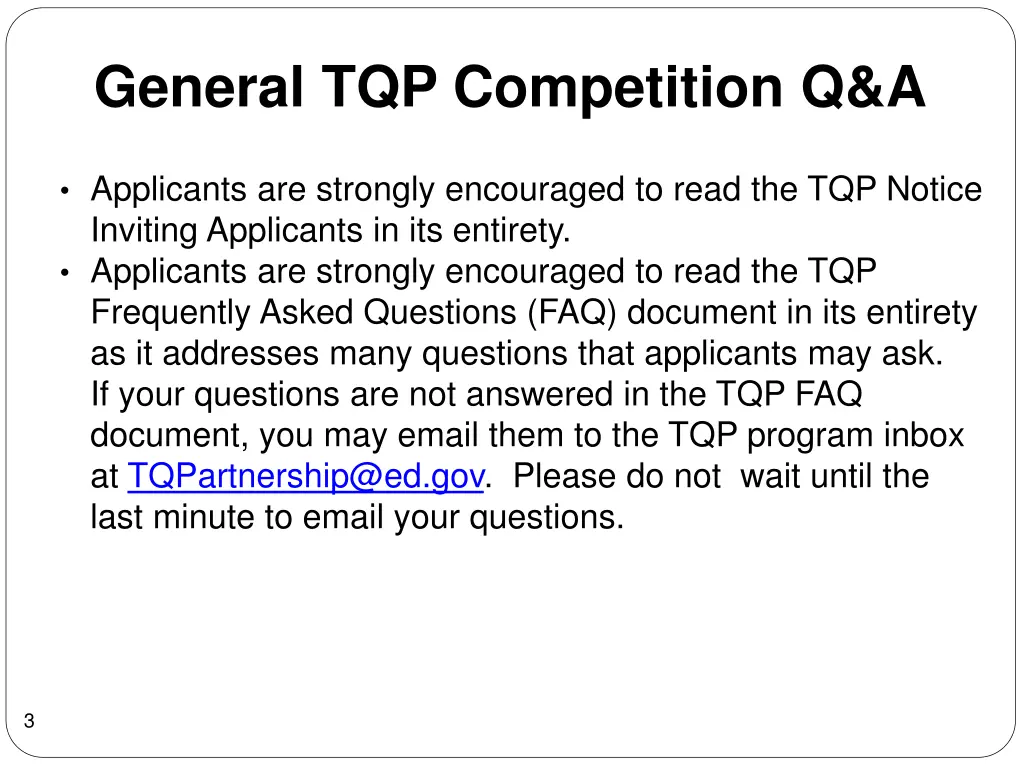 general tqp competition q a