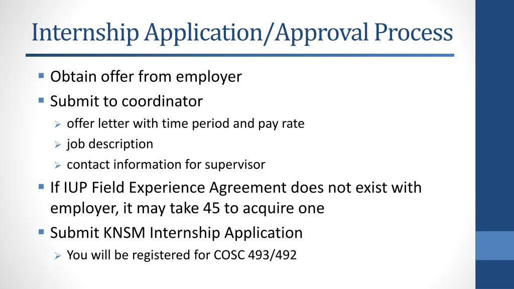 internship application approval process