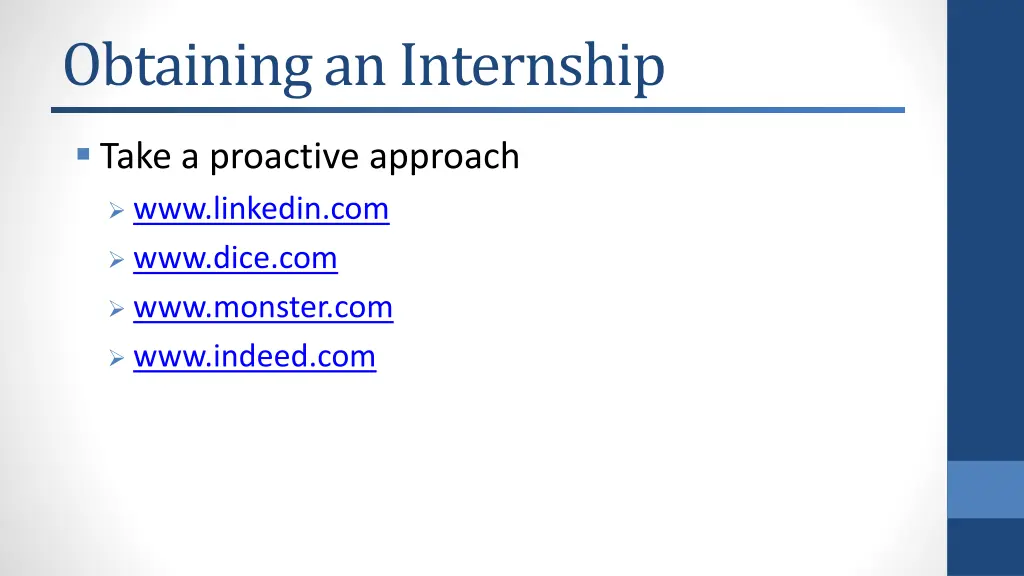obtaining an internship