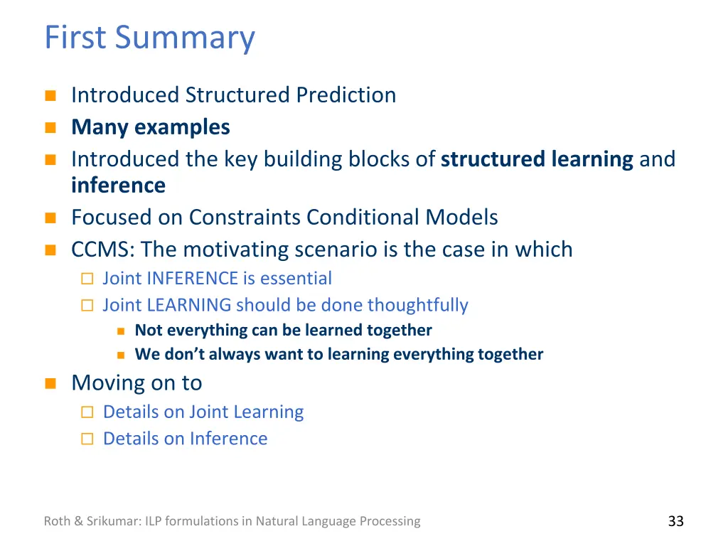 first summary