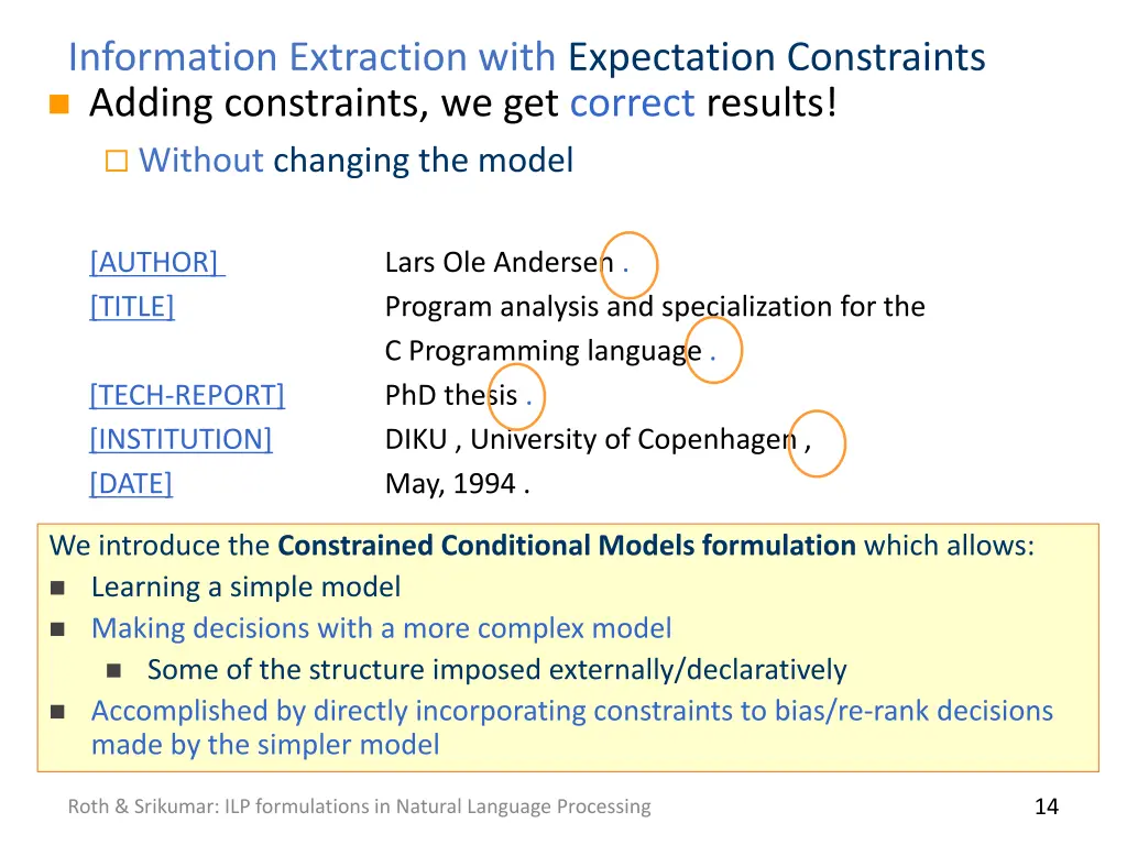 information extraction with expectation