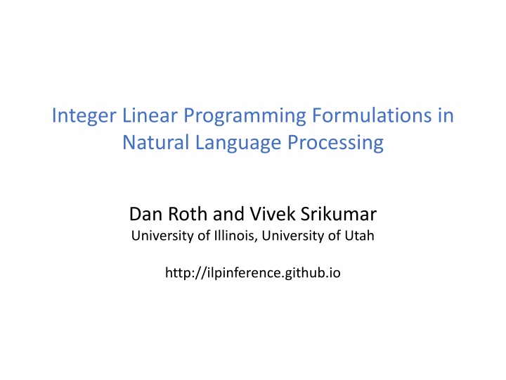 integer linear programming formulations