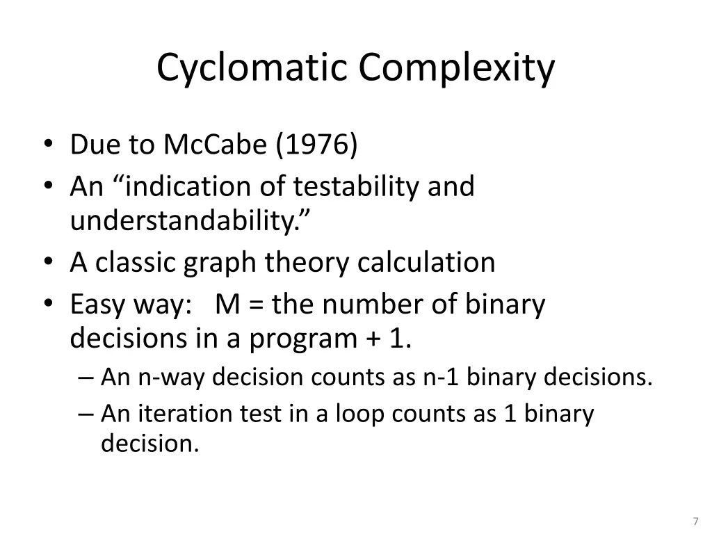 cyclomatic complexity