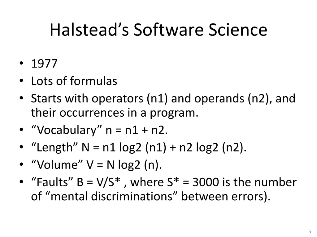 halstead s software science