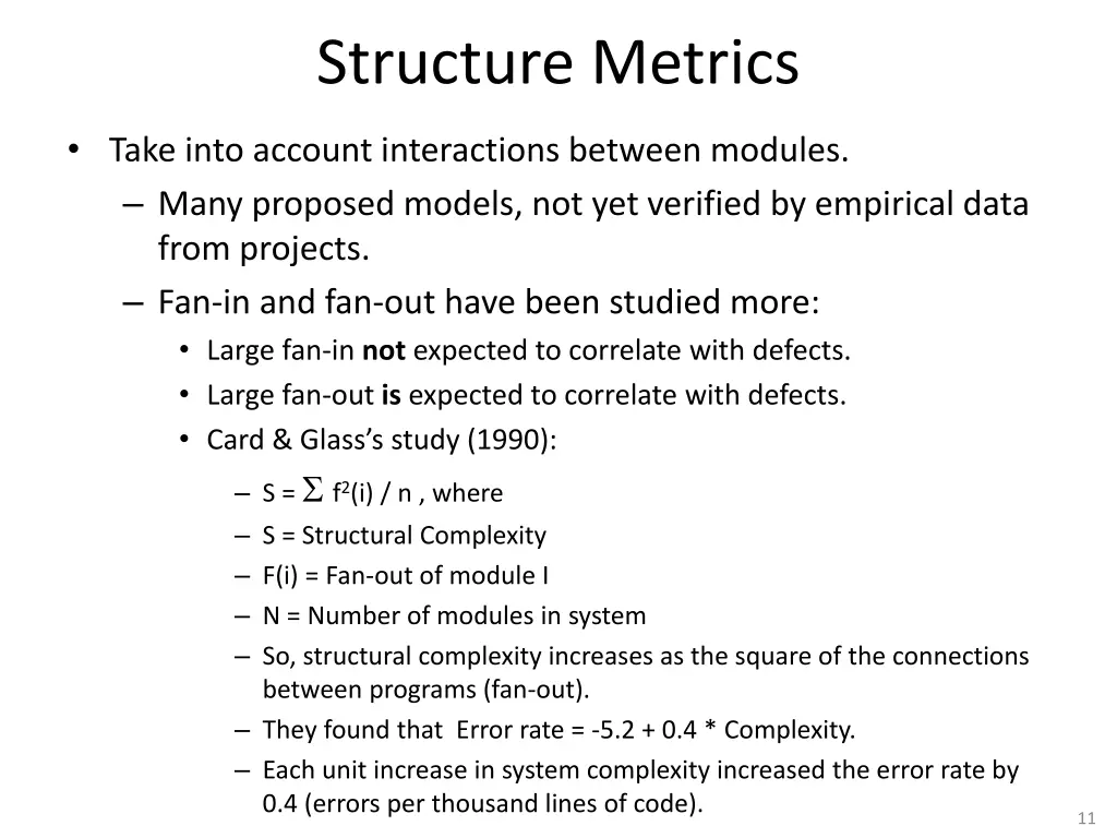 structure metrics