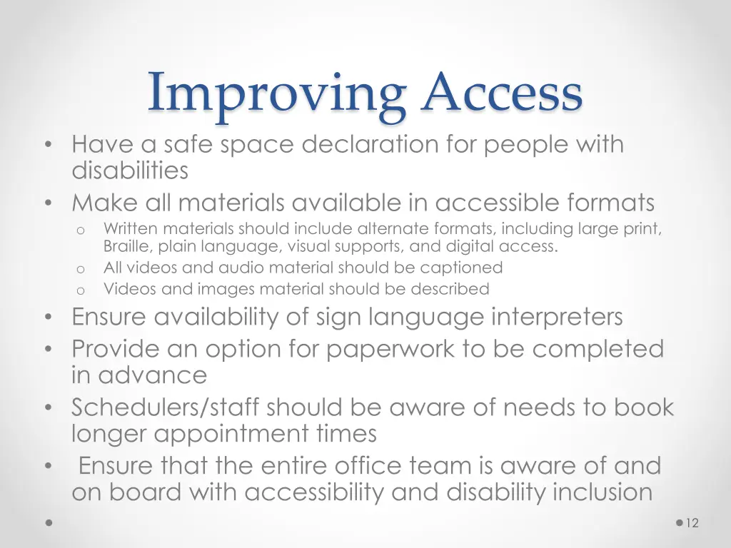 improving access have a safe space declaration