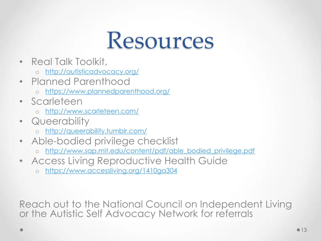 resources