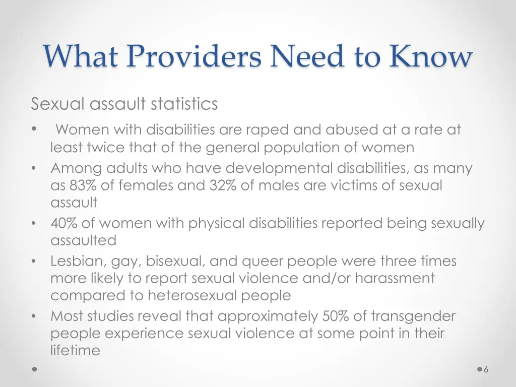 what providers need to know