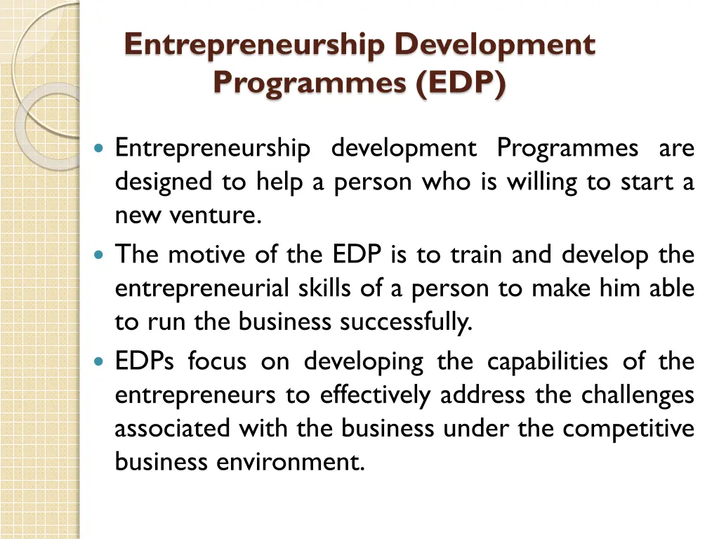 entrepreneurship development programmes edp