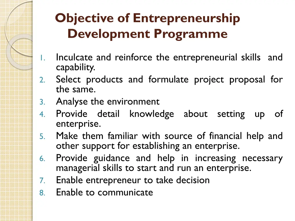 objective of entrepreneurship development