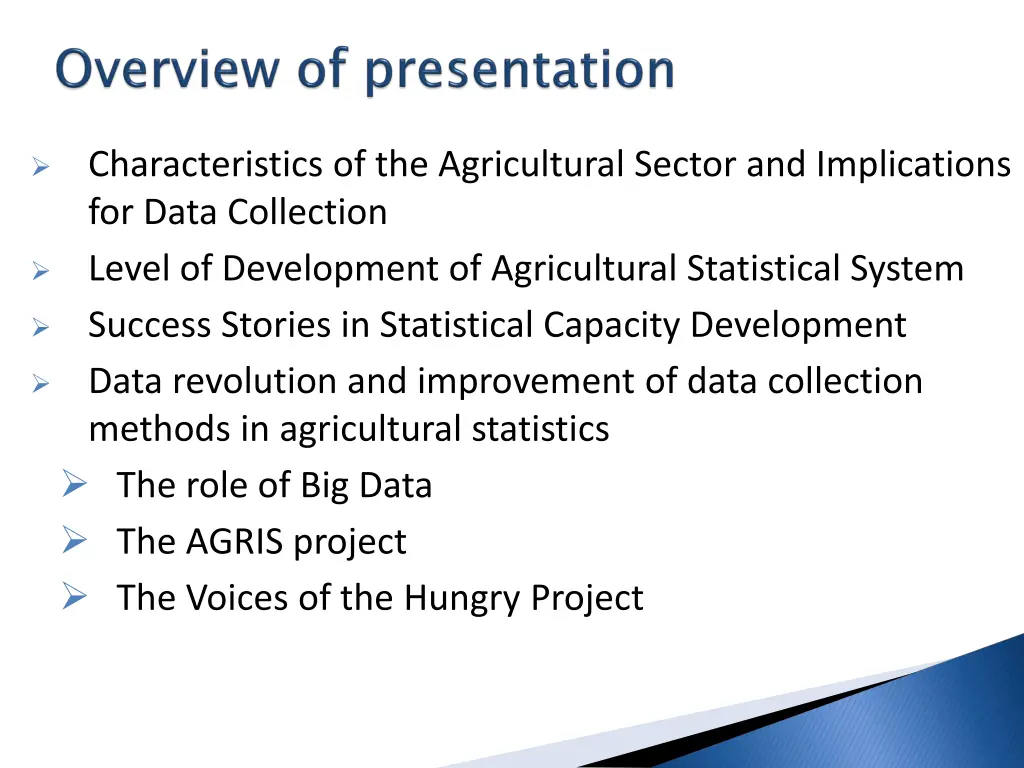 characteristics of the agricultural sector