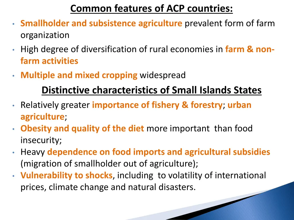 common features of acp countries