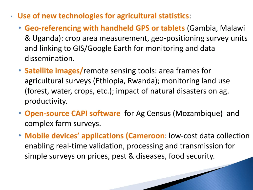 use of new technologies for agricultural