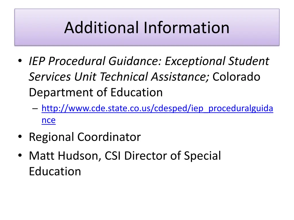 additional information