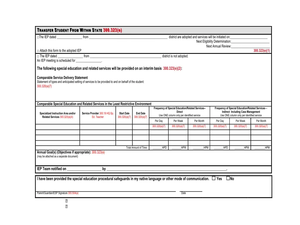 t t ransfer the iep dated from district