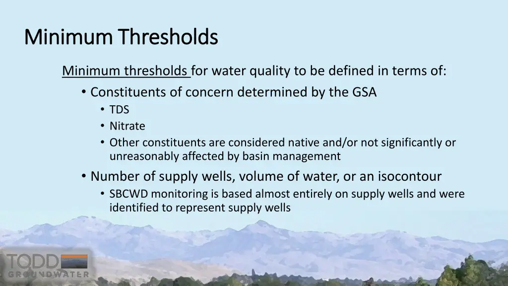 minimum thresholds minimum thresholds