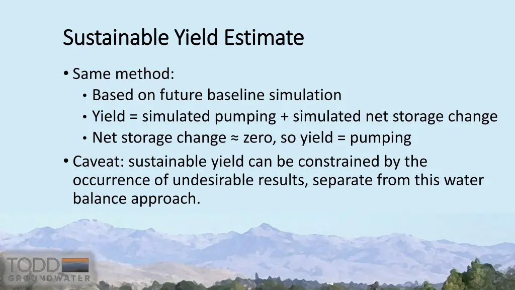 sustainable yield estimate sustainable yield