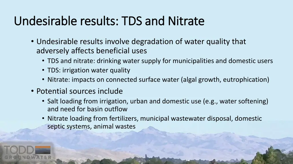 undesirable results tds and nitrate undesirable