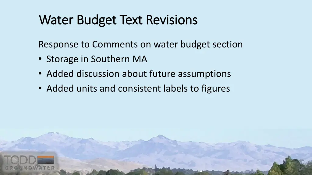water budget text revisions water budget text